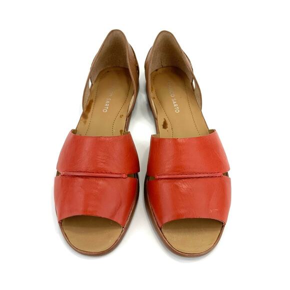 Franco Sarto Vivace Flat Sandal Sz 9.5 Orange & Tan Leather Open Toe Padded New - Picture 14 of 14